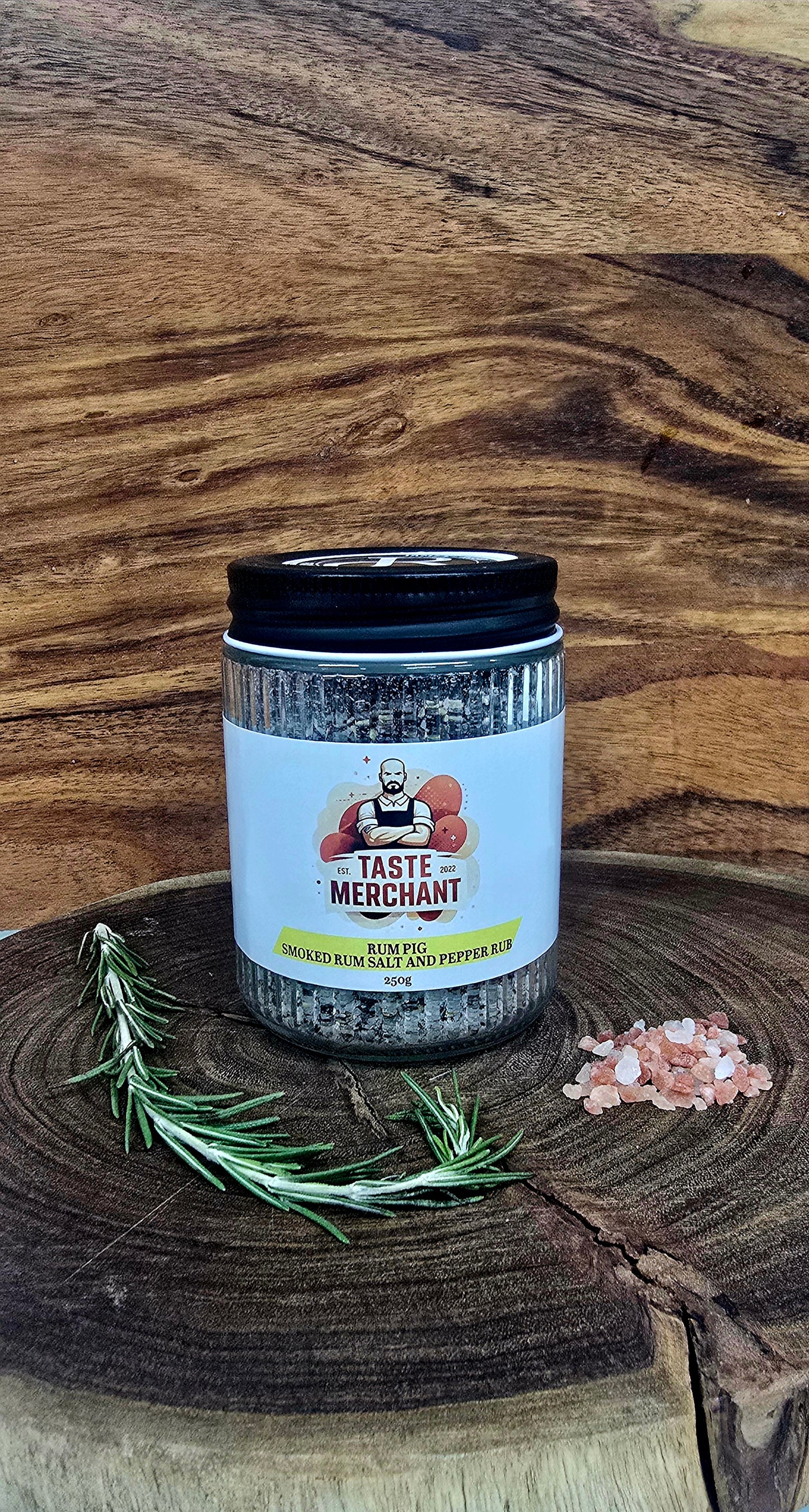 Taste Merchant rum pig smoked rum salt and pepper.