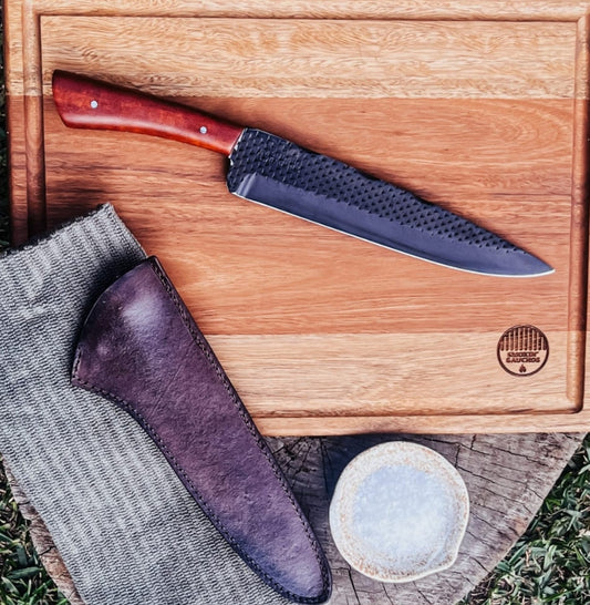 Handmade Chef Knife (Rasp) & Leather Sheath (9in)